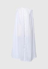 Stand-Collar Gathered Shirt Dress in Off White