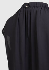 Stand Collar Gathered Blouse in Black