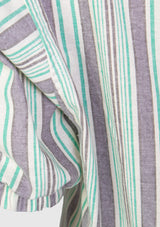 V-Neck Half-Sleeve Striped Midi Dress in Grey Stripe