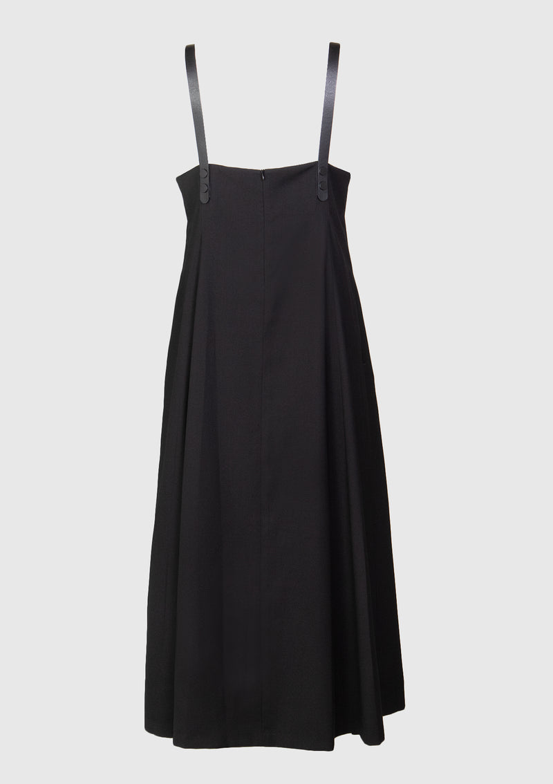 Scoop-Neck Flare Jumper Dress in Black