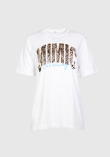 MIMIC Short Sleeve Logo Tee in White x Leopard