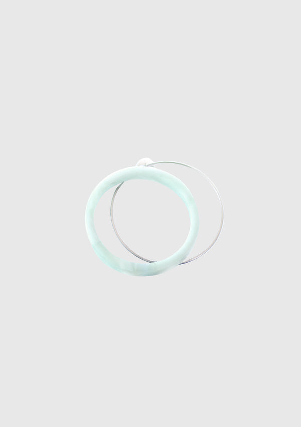 Duo Circle Earring (Single) in Green
