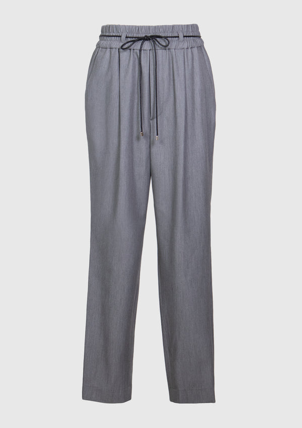Tapered Jogger Pants with Cord Sash in Grey