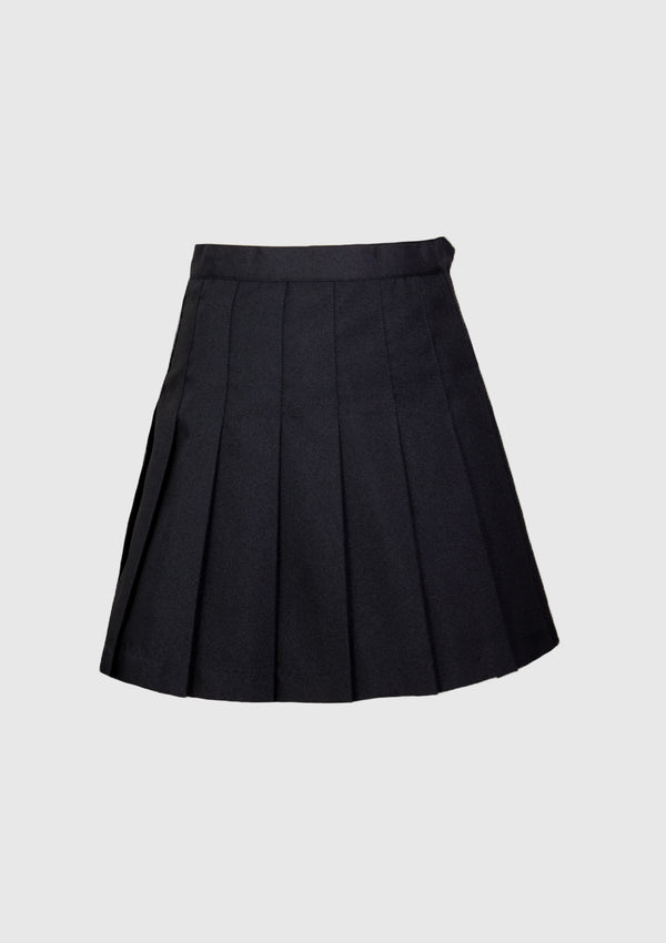 Knife-Pleated Mini Skirt in Black