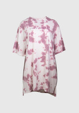 Marbled Tie-Dye Mini Tee Dress with Logo Back in Pink Multi