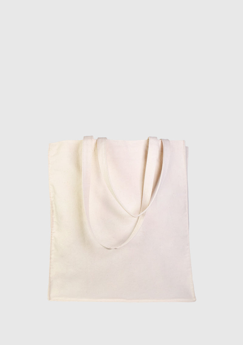 SPEND EVERYDAY Slogan Print Boxy Canvas Tote Bag in Off White