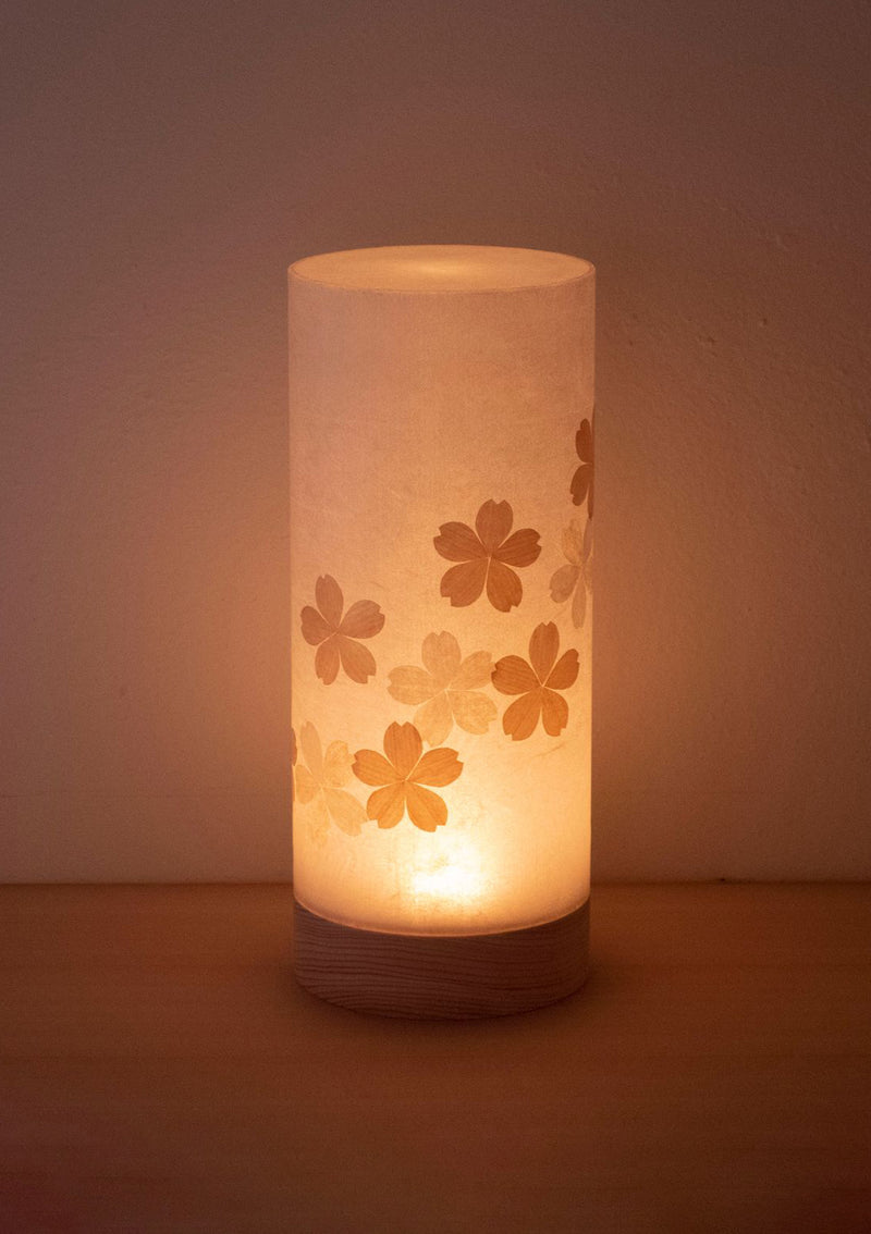 Sakura Motif Cordless Tube Washi Lamp