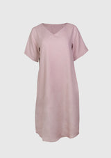 V-Neck Short-Sleeved Midi Dress in Dusty Pink
