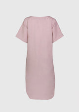 V-Neck Short-Sleeved Midi Dress in Dusty Pink