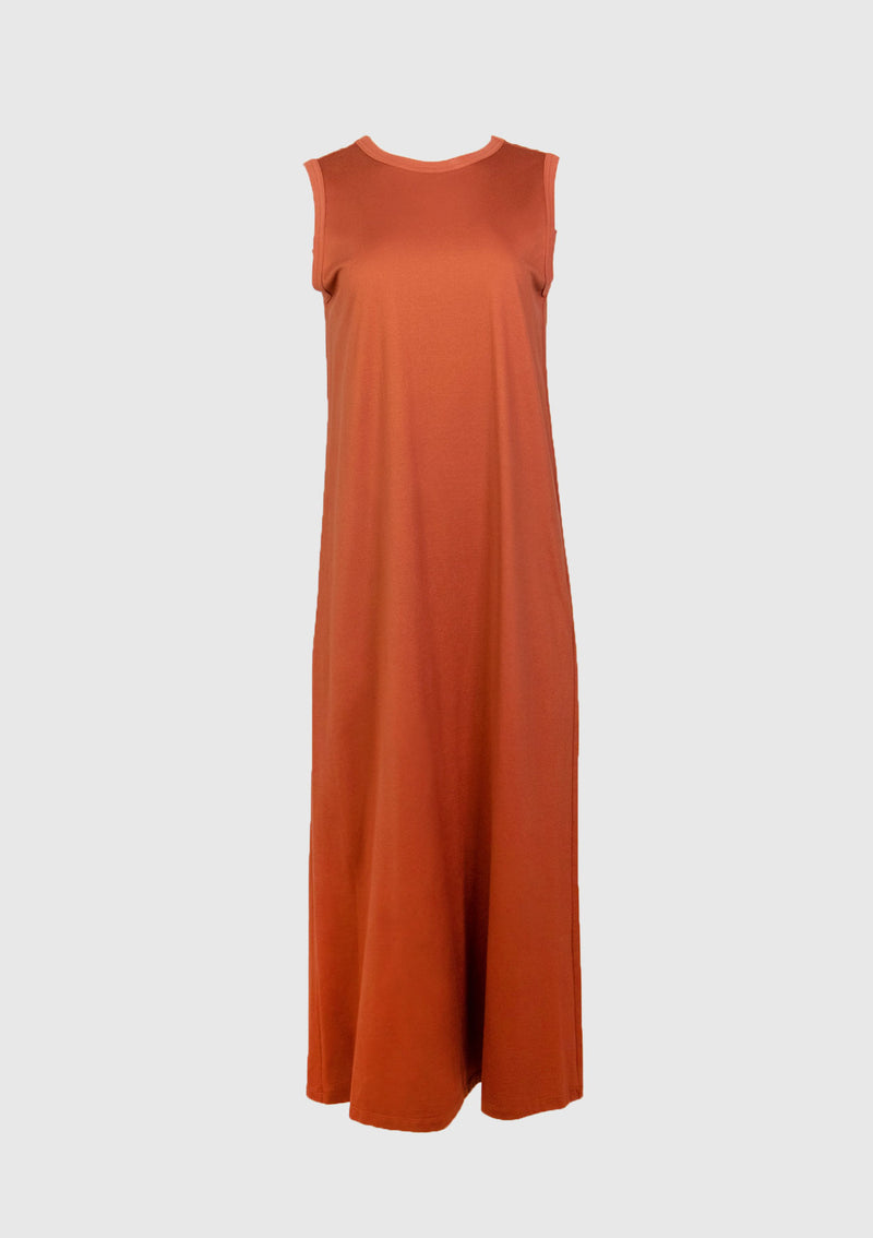 V-Back A-Line Cotton Maxi Dress in Orange