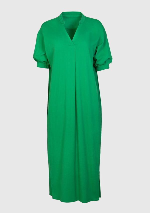 V-Neck Half-Sleeve Midi Dress in Green