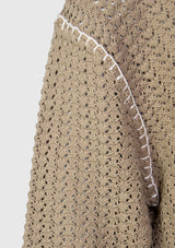 V-Neck Lacework Knit Sweater in Beige