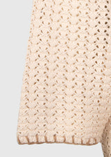 V-Neck Lacework Knit Sweater in Ivory
