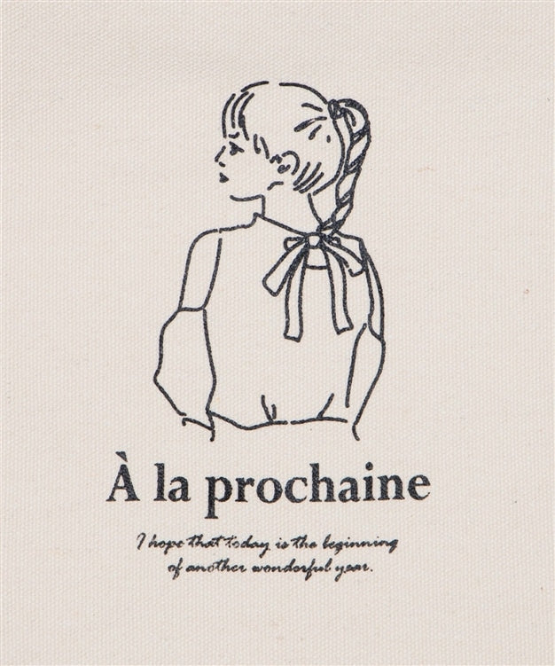 A LA PROCHAINE 2-Way Canvas Illustration Print Tote in Off White