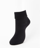 Short Socks with Fold-Down Cuff & Faux Pearls in Black