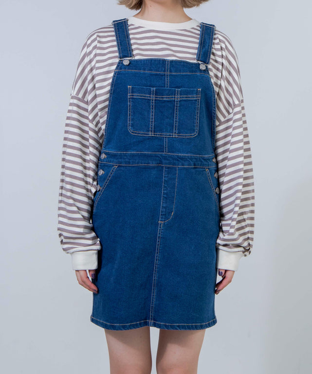 Denim Fitted Mini Jumper Skirt in Denim Blue