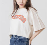 DIVERTIDO Cropped Boxy Logo Tee in Off White