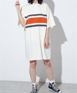 Rugby Jersey-Style Mini Dress in White Multi
