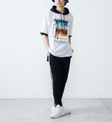 EMOTIONALLY Graphic Print Layered-Style Hoodie in White