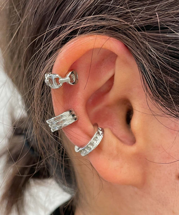 3-Piece Mix Ear Cuff in Silver