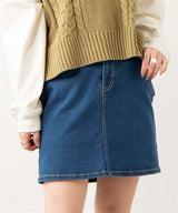 Denim Fitted Mini Skirt in Denim Blue