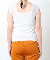 2-Way Lace Tank Top in White