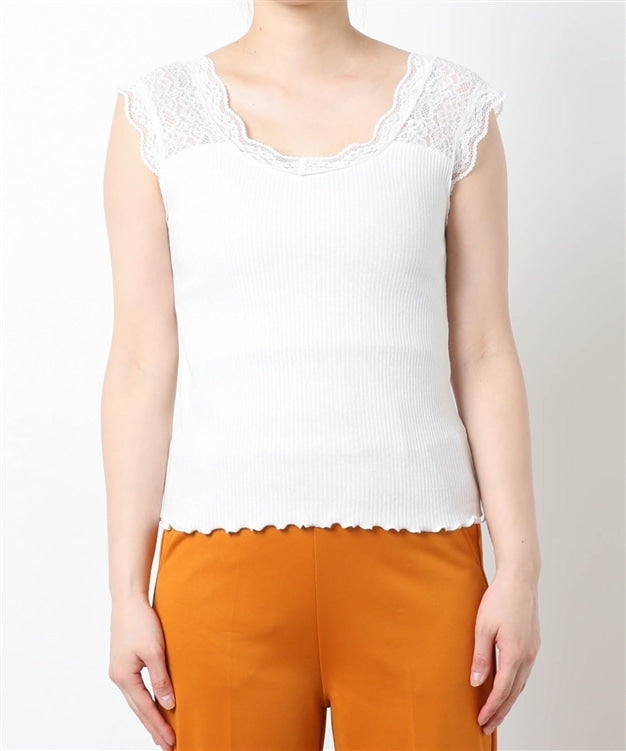 2-Way Lace Tank Top in White