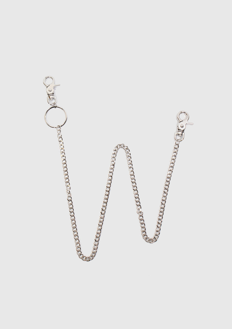 Round-Clasp Wallet Chain in Silver