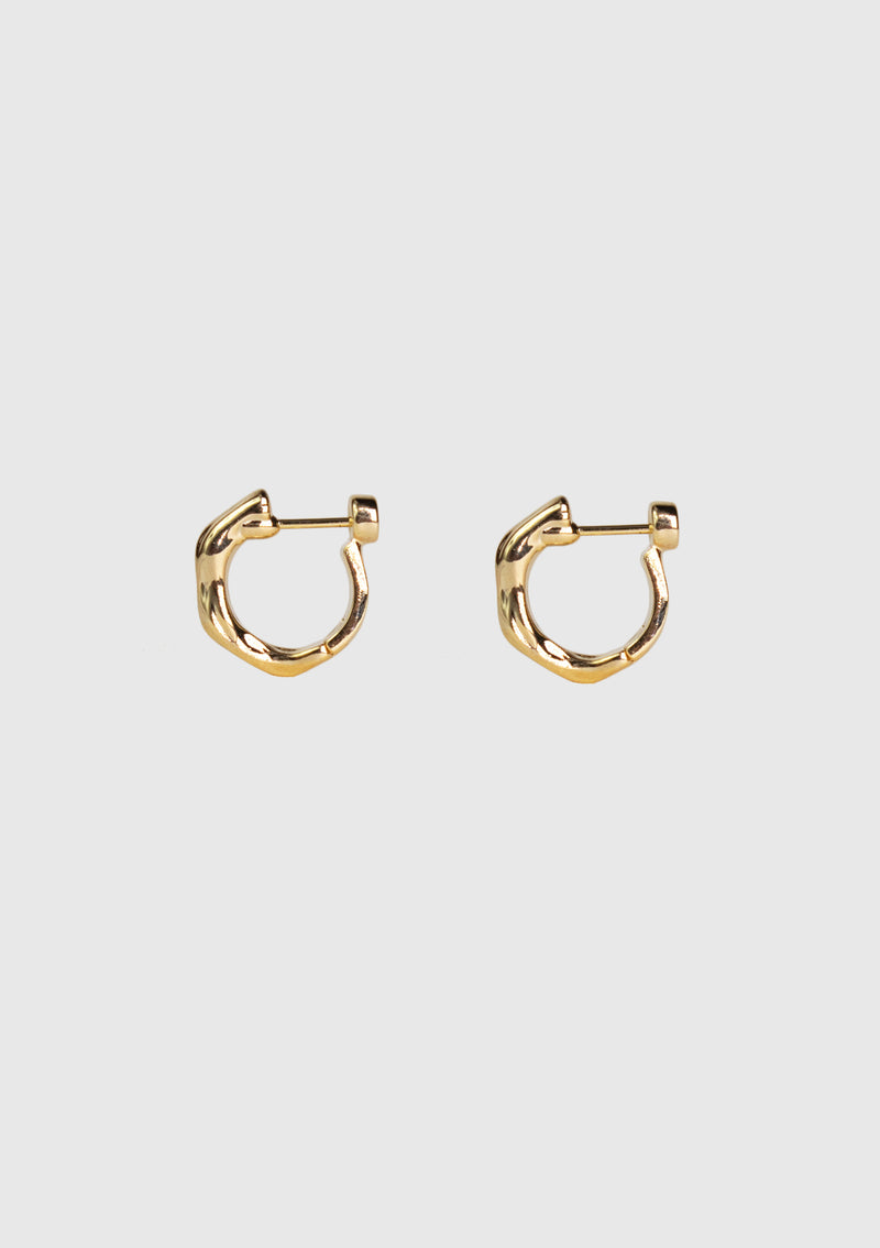 Textured Slim Hinged D-Hoop Earrings in Gold