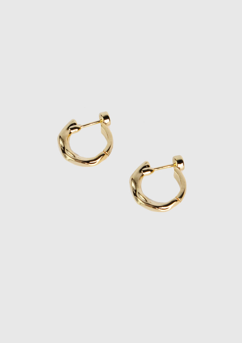 Textured Slim Hinged D-Hoop Earrings in Gold