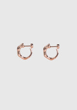 Textured Slim Hinged D-Hoop Earrings in Pink Gold