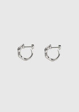 Textured Slim Hinged D-Hoop Earrings in Silver