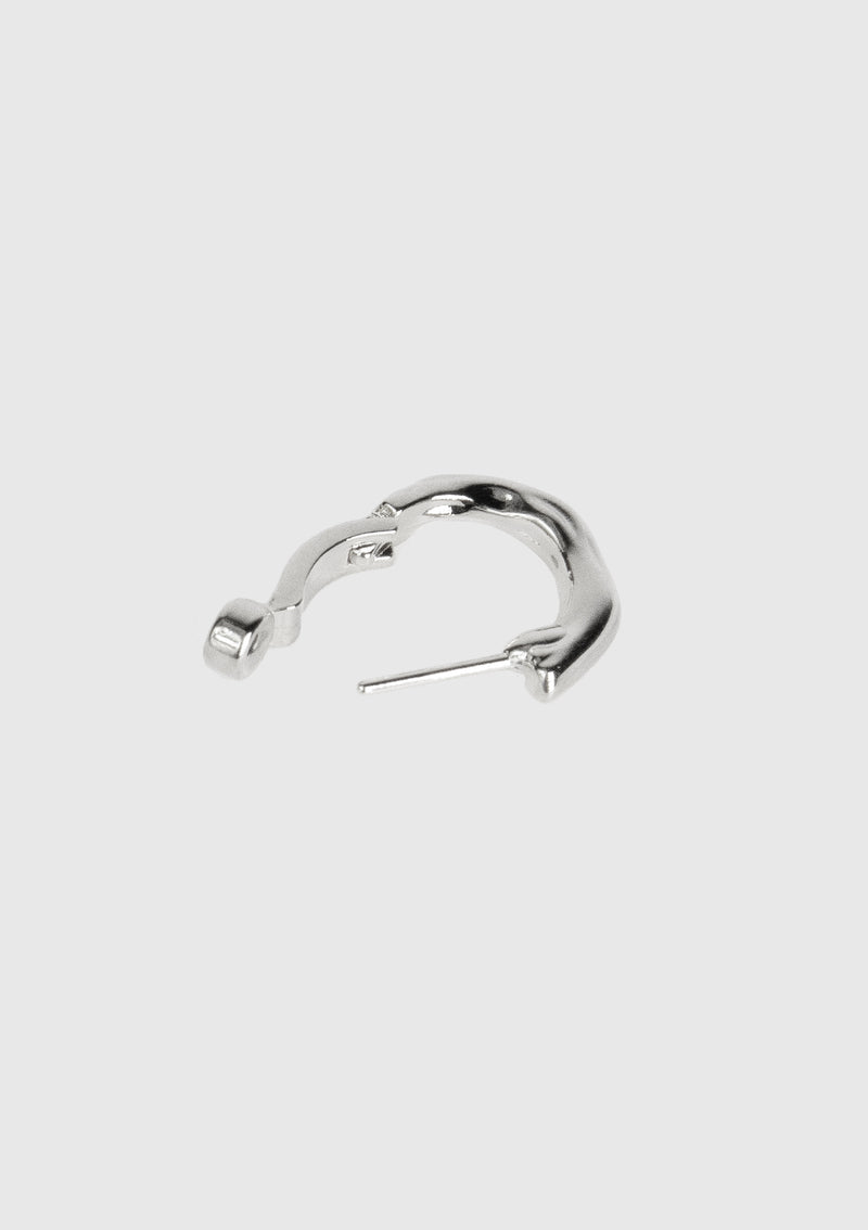 Textured Slim Hinged D-Hoop Earrings in Silver