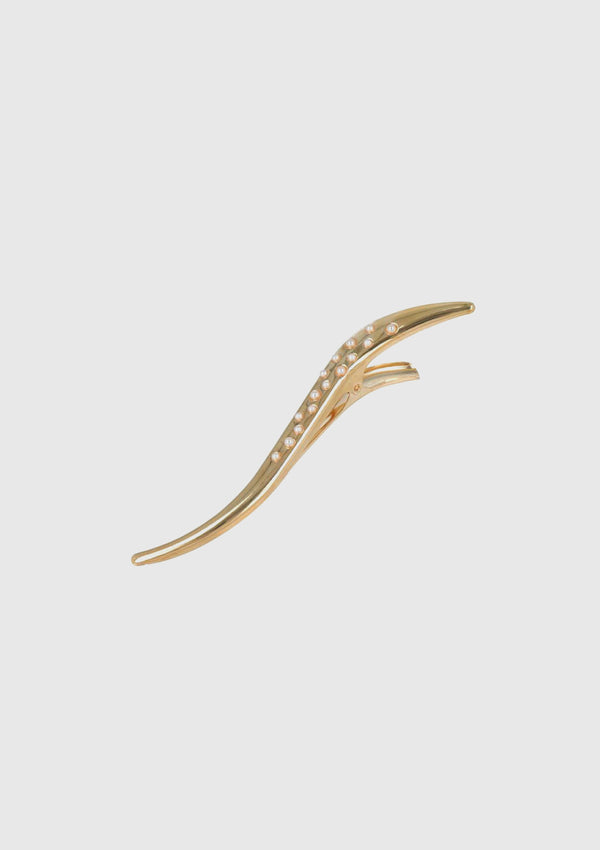 Beak Hair Clip With Faux Pearl in Gold