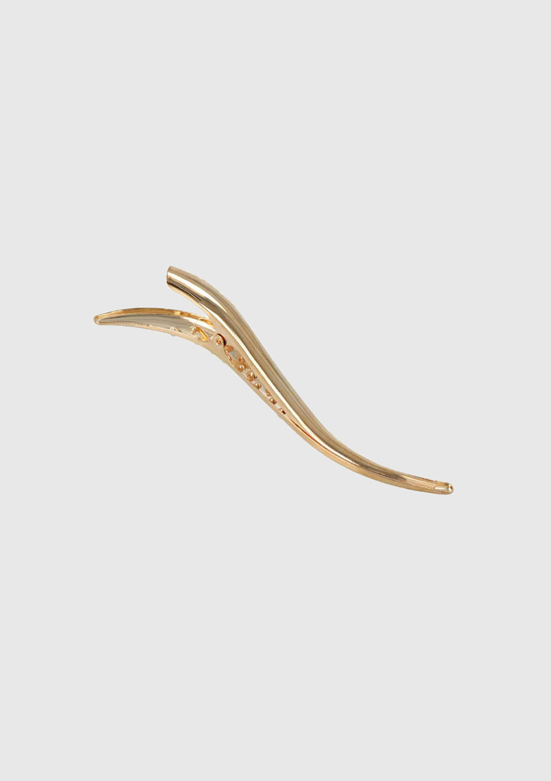 Beak Hair Clip With Faux Pearl in Gold
