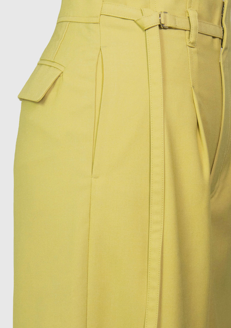 Asymmetric High-Waist Wide-Leg Pants with Belt in Yellow