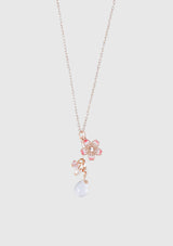 Sakura x Swarovski Crystal Drop Pendant Necklace in Pink