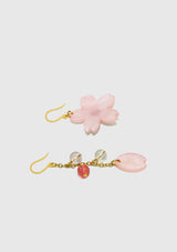 Sakura x Petal Asymmetric Earrings in Light Pink - LUMINE SINGAPORE