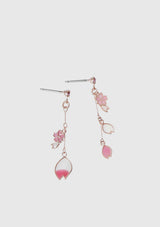 Sakura Petals Asymmetric Earrings in Pink - LUMINE SINGAPORE