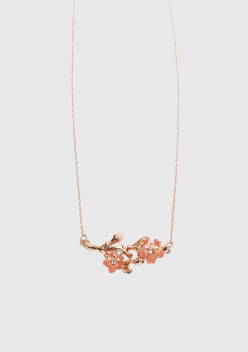 Sakura Branch Necklace in Pink - LUMINE SINGAPORE