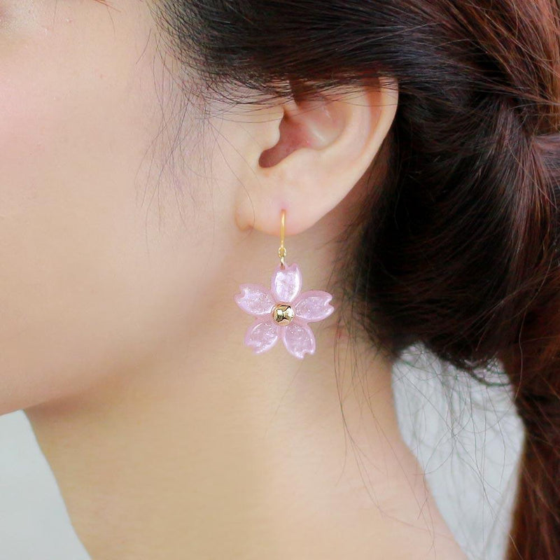 Sakura x Petal Asymmetric Earrings in Light Pink - LUMINE SINGAPORE