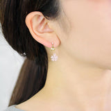 Sakura x Diamante Charms Front-Back Earrings in Pink