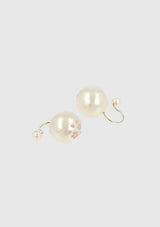 Sakura Print Faux Pearl Large Ear Cuffs in White