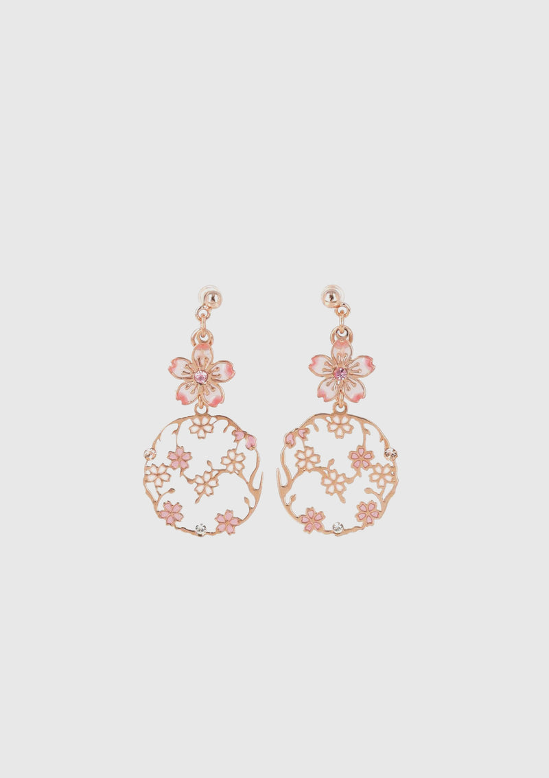 Sakura x Filigree Clip-On Earrings in Pink - LUMINE SINGAPORE