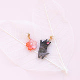 Sakura x Cosmic Cat Clip-On Earrings in Black Multi - LUMINE SINGAPORE
