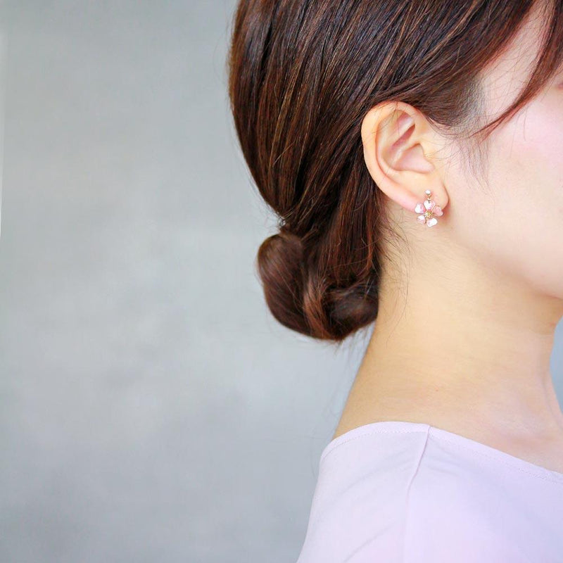 Sakura Drop Clip-On Earrings in Pink - LUMINE SINGAPORE