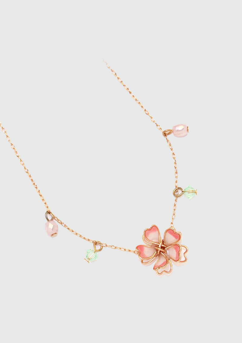 Sakura x Swarovski Crystal Charm Necklace in Pink