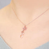 Sakura x Swarovski Crystal Drop Pendant Necklace in Pink
