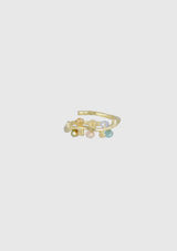 Colorful Berry Branch Motif Ring in Gold