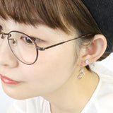 Round Specs x Diamante Asymmetric Earrings in Silver
